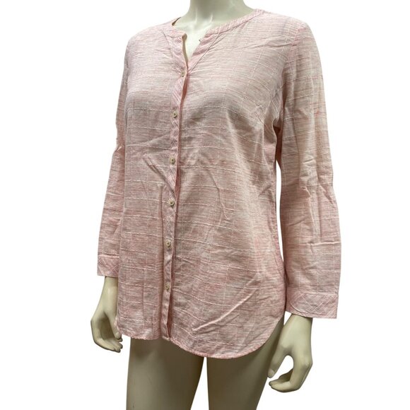Talbots Petites Long Sleeve Pink Button-Up Blouse Women Size LP - Picture 1 of 6